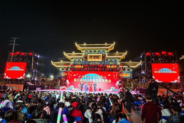 陸川縣2025年春節(jié)聯(lián)歡晚會現(xiàn)場。揭金旺攝