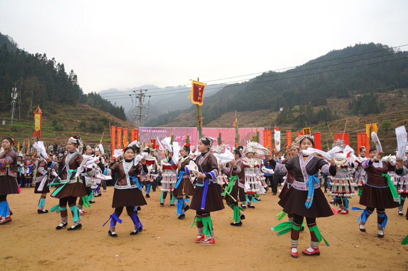 民眾盛裝歡慶百鳥衣蘆笙節(jié)。