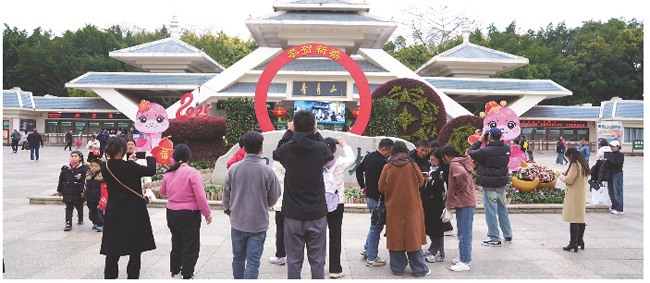 節(jié)日期間，不少市民游客來到南寧青秀山風景區(qū)游玩。